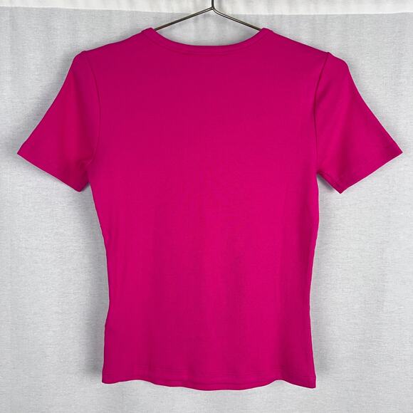 Boden Top Soft Ribbed Crew Neck T-Shirt Tee Pink Barbie Summer Basic Essential - Picture 3 of 5